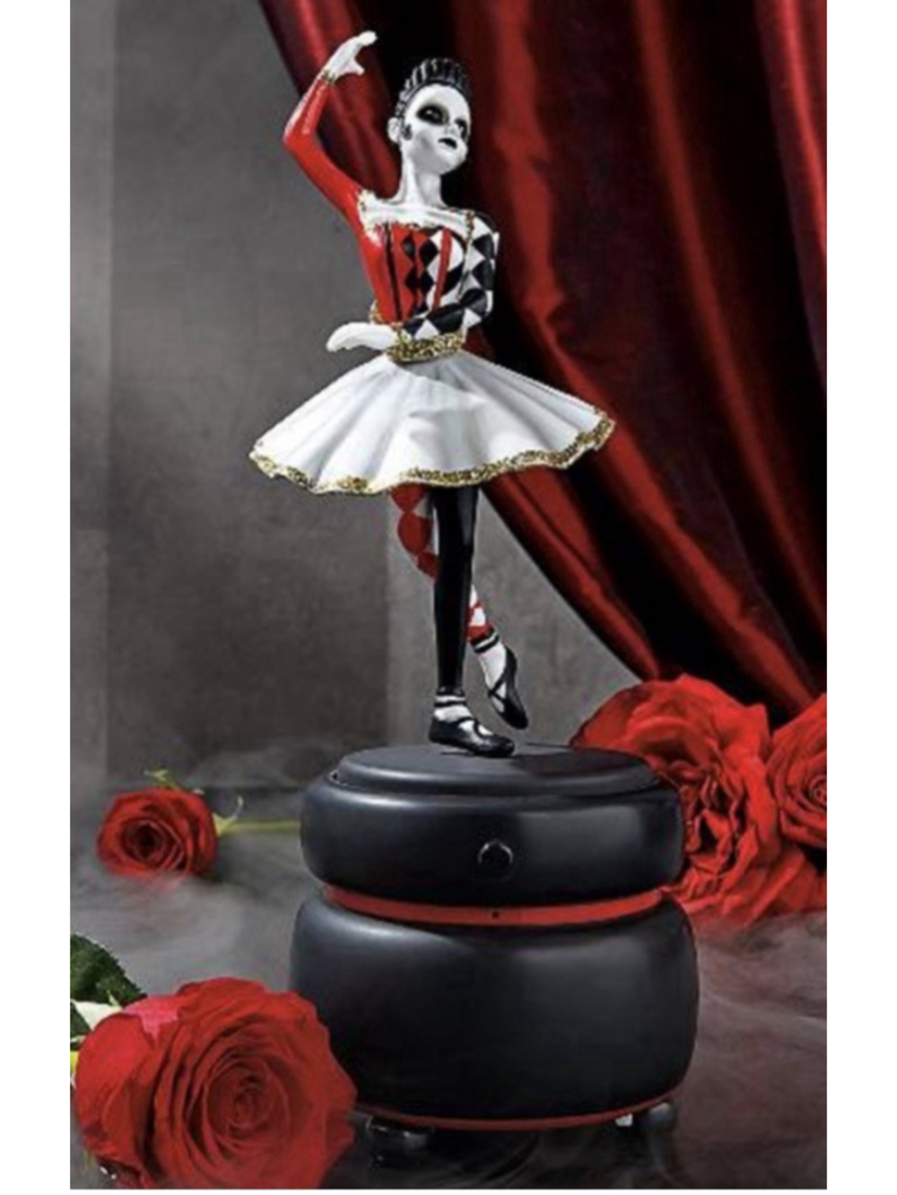 Vtg Goth Grandin Rd Halloween Skeleton Ballerina MusicBox Dance Spin Light Gemmy